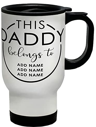 Shopagift Personalised This Daddy Belongs to Travel Mug Cup