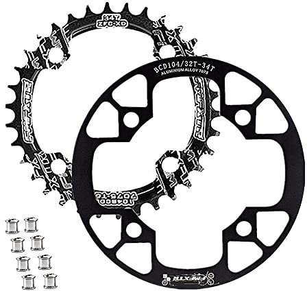 WASAGA Fahrrad Kettenblatt, 104 BCD Kettenblattschutz & 8 Stücke Kettenblattschrauben für Mountainbikes für MTB CNC Crankset 34T 36T 36T 38T 40T 42T Kettenräder