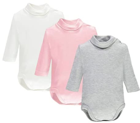 Ellepi 3 Pezzi Body Lupetto Neonato Neonata Manica Lunga AF2800 Caldo Cotone Interlock. Bianco Rosa Grigio 2 anni