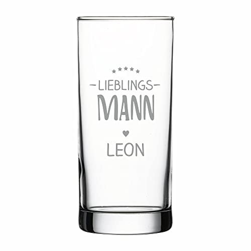 4you DESIGN Personalisiertes Longdrink-Glas mit Namen | Lieblings-Mann | Geschenk-Idee zu Weihnachten, Geburtstag, Mutter- & Vatertag | Saftglas Spülmaschinenfest | Persönliches Präsent | 485 ml