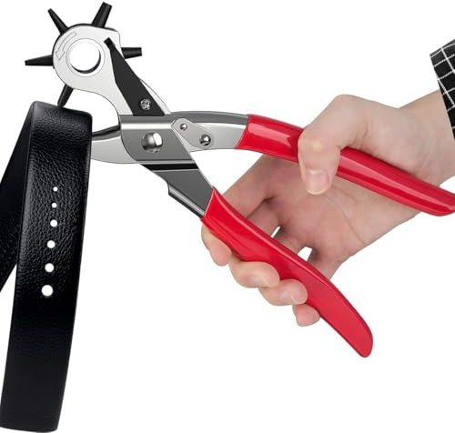 DHinkyoung Leather Hole Punch,Heavy Duty Revolving Eyelet Punch,Handy Belt Piler Professional Piler Tool for Belts, Canvas, Soft Plastics,Shoes, Cards, Watch Bands,Pet Collars