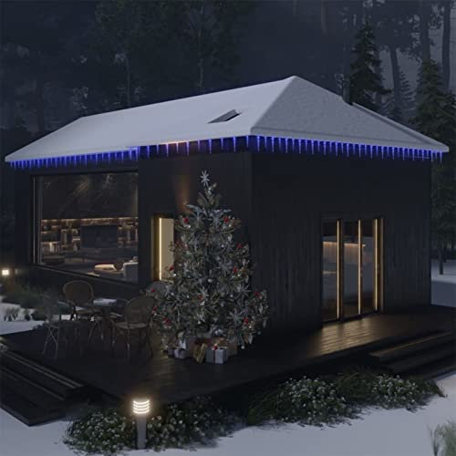 Tidyard 40 STK. Eiszapfen-Lichterkette mit 8 Lichteffekte dekorative Lichterkette Weihnachtslichterkette Festival Lichterketten Feuerwerk Blau Acryl Fernbedienung für den Innen- und Außenbereich