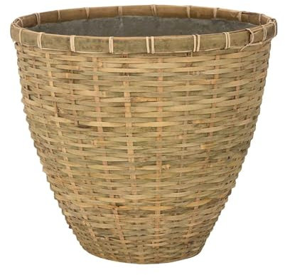 Pottery Pots Blumentopf Pflanzkübel Zement Bambus Ø 25 cm Höhe 29 cm Beige