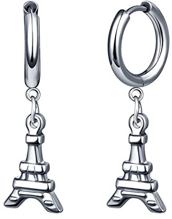 feilok Edelstahl Ohrring für Männer Creolen Ohrpiercing Ohrstecker für Frauen mit Anhänger Eiffelturm Huggie Hoop tragus Piercing