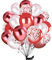 30Stück Rot Luftballon Set, 12 Zoll Metallic Chrom Rot Rosa Konfetti Ballons Rot und Rosa Helium ballon Latex,für Kinder Geburtstag, Hochzeit, Babyparty, Dekoration