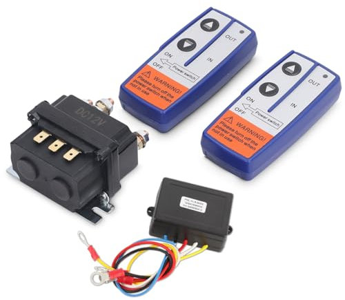 12V 250A Winch Solenoid Relay Contactor + 2pcs Wireless 3000 Lbs -5000 Lbs Winch Remote Control Kit, Heavy Duty Contactor Switch for ATV UTV SUV Boats 4x4 Vehicles Trailers Trucks Mounted Crane