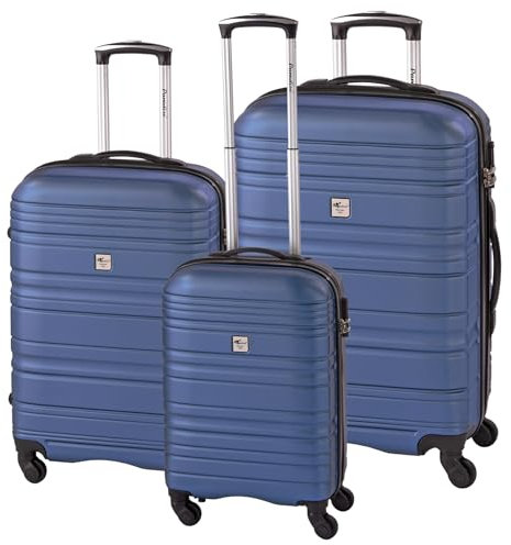 Inspirion 3tlg. Reisekoffer Set mit Zahlenschloss Trolley Hartschale Koffer Travel Kofferset 4 Zwillingsrollen 360° Reisekofferset Gepäckset 3er-Set Leichtlauf-Fahrwerk (Blau)