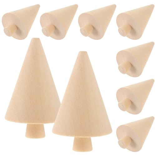 EXCEART 10 Stücke Mini Holz Weihnachtsbaum Deko Weihnachten Holzfiguren zum Bemalen Basteln DIY Figurenkegel Weihnachtsdeko Kleiner Tannenbaum Christbaum Miniatur Ornamente Kinder Bastelset