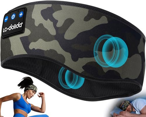 LC-dolida Schlafkopfhörer Bluetooth Kopfhörer Schlafen, Kabellos Sport-Kopfhörer Stirnband 15+ Stunden Lange Spielzeit Leichte Schlafstirnband mit HiFi-Stereo,Ergonomisch Tech Gadgets