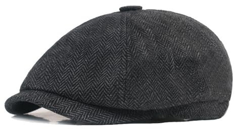 Newsboy Mütze für Herren, Schirmmütze, Flache Kappe, Baumwolle, Verstellbare Cabbie, Tweed, für Jungen, Herbst, Winter, Dunkelgrau