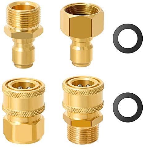 STYDDI Pressure Washer Quick Connect Kit for Sun Joe SPX3000, M22-15mm Threaded to 3/8 Inch Quick Hose Connect Fitting Coupler Compatible with Sunjoe, Campbell, Simoniz, Stanley, Excell, AR Blue Clean