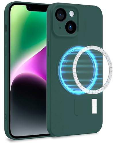 MyGadget Funda [ Compatible con MagSafe ] para Apple iPhone 14 en Silicona TPU - Carcasa de Doble Capa - Case Resistente Antigolpes y Anti choques - Ultra Protectora Verde Oliva
