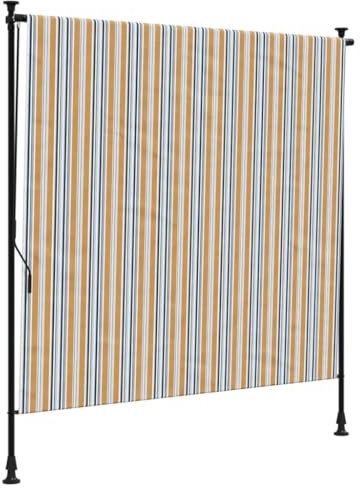 vidaXL Außenrollo, Senkrechtmarkise mit Kurbel, Einziehbar Sichtschutz für Terrasse Balkon, Sonnenschutzrollo, Gelb Weiß 150x270cm Stoff Stahl