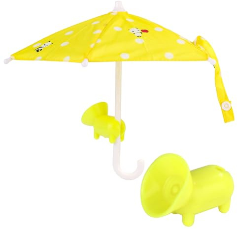 lasuroa Mini Paraguas para Movil, 24x21cm Paraguas Móvil Mini Sombrilla para Movil Sombrilla Celular con Ventosa Estilo Cerdo para Exteriores Bloqueo de Deslumbramiento Ajustable (Amarillo)