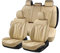 FLORICH Autositzbezüge Leder, Vorder- und Rücksitzbezüge, 5 Stück, komplettes Set, universell passend für die meisten Autos, Limousinen, SUVs und LKWs, Beige