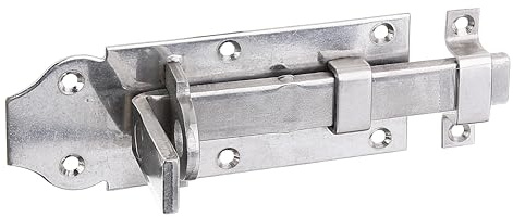 Alberts 841010 Schlossriegel | gerade, mit flachem Griff und befestigter Schlaufe | Edelstahl | Platte 120 x 45 mm | 10er Set