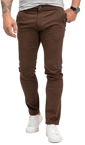Rock Creek Herren Hose Stretch Chino Basic Sommer Hose Regular Fit Lange Hose Stoff Hose Sommerhose Männerhose H-379 Dunkelbraun W40 L30