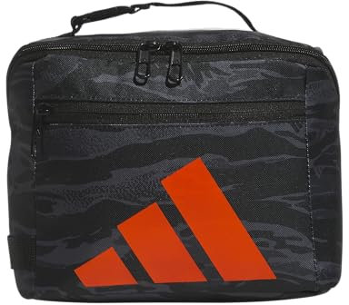 adidas Affiliate Lunch Bag with Handle, Insulated bento Box for Women and Men, Essential Camo Black/Black/Orange, One Size, Affiliate Lunch Bag with handle, insulated bento box for women and men