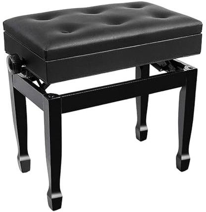 Meiiron Ergonomische Klavierbank aus Holz mit weichem Ledersitz, Aufbewahrung for Notenbücher, stabil und langlebig – luxuriöser Klavierhocker, 55 x 34 x 48–58 cm