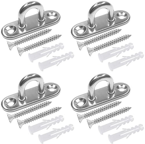 Greluma 4 Pz Ganci per soffitto in acciaio inossidabile M5 304 da 45 mm, ganci con occhielli, ganci per ferramenta marina con viti