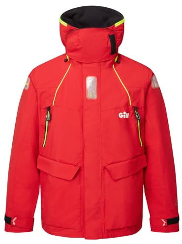 Gill Mens OS2 Offshore Sailing Jacket - Waterproof, Windproof & Breathable (Red, XL)