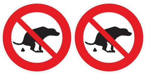 Ambiance Sticker Autocollant Panneau de Adhesive Pipi de Chien Interdit Signalétique Laminé Plastifié Résistant à l'eau et aux UV - Ne pas Laisser les Chiens Uriner Rond - 2 stickers de 10 cm ⌀