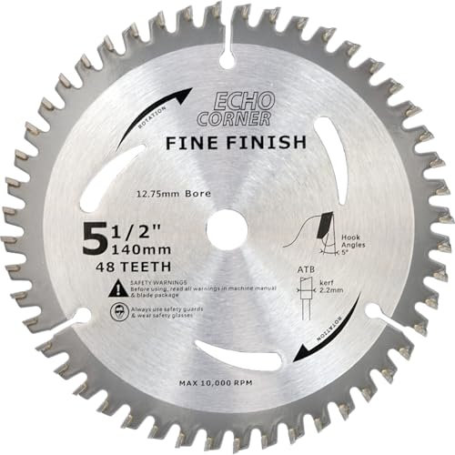 Echo Corner Lame de scie circulaire 140mm x 12,7mm x 48-dents, pour Liège, bois dur, MDF, contreplaqué, plastique, placage, stratifié, bois