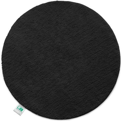 Floordirekt Badematte Sky, Badteppich in Rund, Dichtes, Flauschiges Wohlgefühl für Ihr Zuhause, Badvorleger rutschfest waschbar, schadstoffgeprüft (Schwarz, 95 cm (Rund))