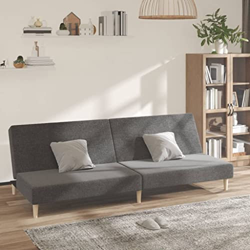 Willood Schlafsofa 2-Sitzer Hellgrau Stoff Sofa mit Holzrahmen, Schlafcouch für Wohnzimmer Heimkino Büro, Couch Sofabett Tagesbett Gästebett