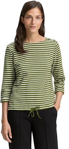 TOM TAILOR Damen 1045536 T-Shirt, 38582 - Green Offwhite Tee Stripe, XXL EU