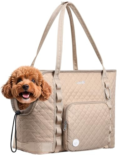 pecute Hundetasche für Kleine Hunde 5kg, Tragetasche Hund Hundetragetasche Leichte, Faltbare Hundetransportbox, Katzen Transporttasche für Unterwegs, Khaki XL