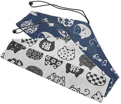 ELAYARD Étui à Ustensiles Portable 2Pcs Paquet à Couverts en Tissu Cordon de Serrage pour Baguettes et Cuillères Organisateur de pour Voyage et Pique-