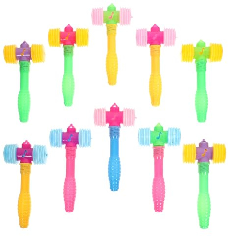 FUNNETOYU Juguetes de Martillo de Plástico para Niños Sonido Chirriante, 10 Piezas, Liviano y Mejora la Coordinación Mano-Ojo Movimiento de Brazo Color Aleatorio