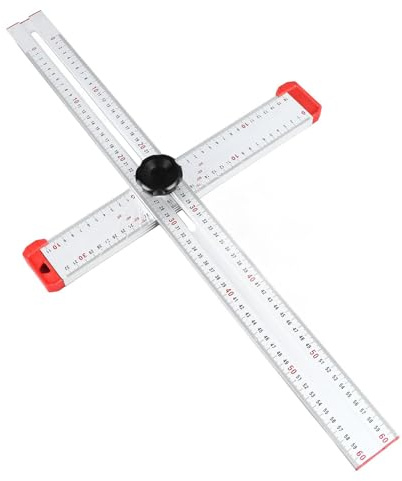 Verstellbares T-Quadrat-Lineal, 600 mm großes Messwerkzeug aus Aluminiumlegierung mit Winkelskala, multifunktionales Zeichenwerkzeug für Holzbearbeitung und Bauwesen.