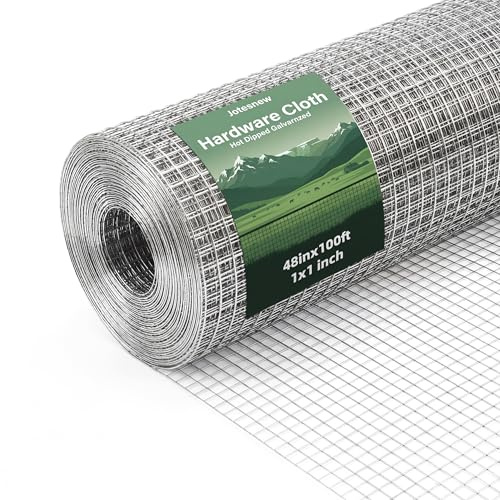 16 Gauge Galvanized Hardware Cloth 48in x 100ft Silver 1 inch Welded Garden Fence Roll for Gardens, Chicken Coops & Poultry Animal Netting Cage