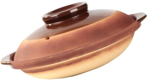 SHINEOFI Marmite en Terre Cuite 900 Ml, Pot de Cuisson 24 Cm sans Glaçure, Casserole Traditionnelle pour Gaz et Feu Vif, Ustensile Cuisine Maison pour Soupe et Ragoût, Pot en Argile