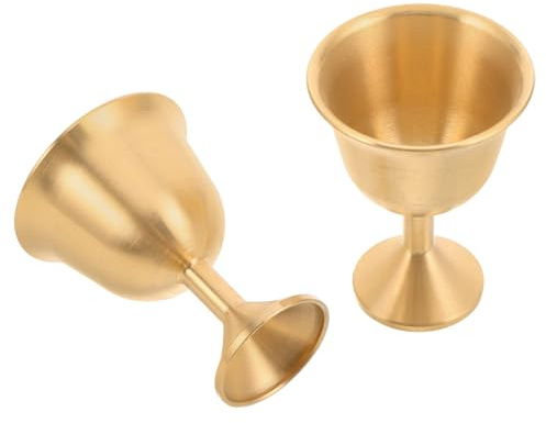HOMSFOU Calices en Métal Lot de 2 pour Vin et Eau Bénite Coupes de Communion Tige Ergonomique Adaptées aux Rituels Religieux