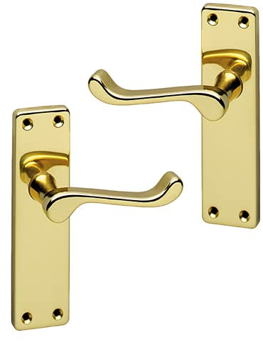 URFIC 100-325-01 LA Victorian Scroll Polished Brass Latch Traditional Door Handle Set