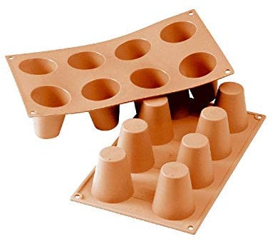 silikomart | SF0021 Moule en Silicone pour BABÀ Monoportions, anti-adhérent, 8 cavités, Lot de 1 Moule à gâteau, Ø 55 h 60 mm, Made in Italy