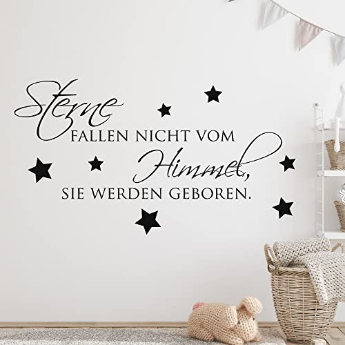 GRAZDesign Wandtattoo Babyzimmer Sterne Fallen Nicht vom Himmel Spruch | Kinderzimmer Dekoration | Geschenke zur Geburt Mädchen Junge - 90x50cm / 055 Mint