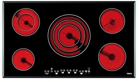 Teka TR 951 - Vitrocerámica 5 Fuegos 90cm, Tecnología Touch Control, con Cronómetro, Vitrocerámica Teka Color Negro