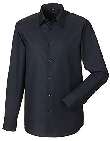 Russell Collection Mens Long Sleeve Easy Care Tailored Oxford Shirt (19inch) (Black)