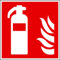 Symbol-Schild F001 Feuerlöscher, ASR A1.3 und ISO 7010, 20x20 cm, Kunststoff, nachleuchtend, selbstklebend