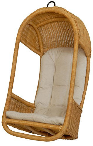 korb.outlet Hängeschaukel aus Rattan Farbe Honig Rattanhängekorb Hängekorb Hängesessel inkl. Polster Affen Schaukel