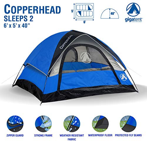 GIGATENT 6′ X 5′ 1-2 Person 3 Season Dome Tent Waterproof & UV Resistant Fabric Carry Bag Included