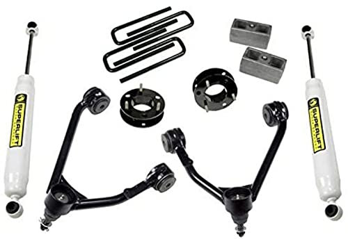 RealTruck SUPERLIFT Federung, 8,9 cm, komplettes Hebe-Set mit Stoßdämpfern der Heckschatten-Serie und oberen Querlenkern, 3850, passend für 2007–2016 Chevrolet, Silverado/GMC Sierra, 1500 2WD mit