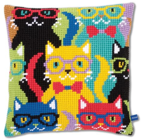 Vervaco Cross Stitch Kit: Cushion: Funny Cats, NA, 40 x 40cm
