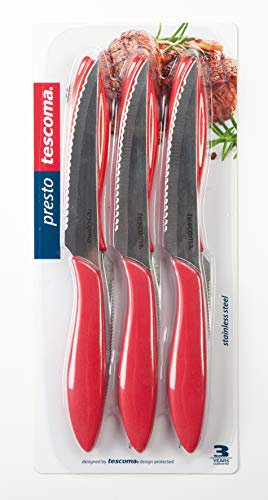 Tescoma 863056.20 Coltello Bistecca, Acciaio Inossidabile, Rosso, 6 unità