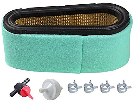Carkio 496894S 496894 Filtre à air 272403 Préfiltre 394358S Filtre à Carburant 494768 Valve d'arrêt de Carburant Compatible with Briggs & Stratton 12,5-17 HP