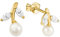 Amor Ohrstecker Damen Ohrschmuck, mit Zirkonia synth, mit Glasperle, 1 cm, Gold, Blatt, Kommt in Schmuck Geschenk Box, 2020264